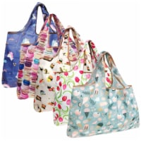 Wrapables Large Foldable Tote Nylon Reusable Grocery Bags, 5 Pack, Fantasy Treats