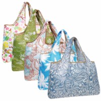 Wrapables Large Foldable Tote Nylon Reusable Grocery Bags, 5 Pack, Carefree Paradise