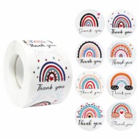 Wrapables 1.5 Inch Rainbow Thank You Stickers Roll for Boxes & Bags (500pcs)