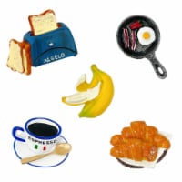 Wrapables 3D Resin Food Simulation Refrigerator Magnets (Set of 5), Breakfast