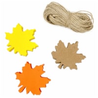 Wrapables Autumn Maple Leaves Kraft Hang Tags with Jute Strings for Arts & Crafts (100pcs)