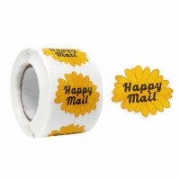 Wrapables Happy Mail Floral Small Business Thank You Stickers Roll for Packages (500pcs)