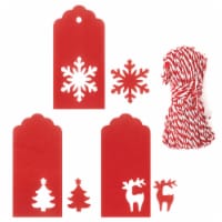 Wrapables Christmas Holiday Gift Tags/ Tags with Laser Cut Design (100pcs), Red Scalloped