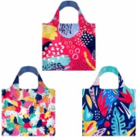 Wrapables Allybag Foldable & Lightweight Reusable Grocery Bag, 3 Pack, Abstract Artwork