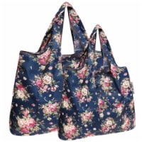 Wrapables Large & Small Foldable Tote Nylon Reusable Grocery Bags, Set of 2, Corsage