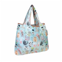 Wrapables Small Foldable Tote Nylon Reusable Grocery Bags, Cool Cats