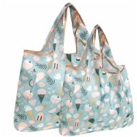 Wrapables Large & Small Foldable Tote Nylon Reusable Bags, Set of 2, Summer Treats