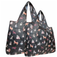 Wrapables Large & Small Foldable Tote Nylon Reusable Bags, Set of 2, Shiba Inu Dogs