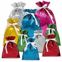 Wrapables Aluminum Foil Hologram Drawstring Gift Bags for Gift Wrap, Parties (Set of 10)