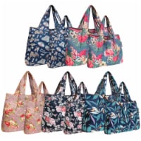 Wrapables Large & Small Foldable Nylon Reusable Bags, Set of 10, Roses & Dogs