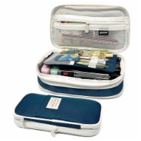 Wrapables Large Capacity Expandable Pencil Pouch for Stationery Tools, Navy
