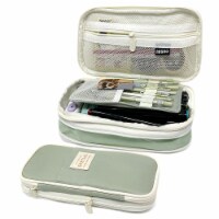 Wrapables Large Capacity Expandable Pencil Pouch for Stationery Tools, Pistachio Green