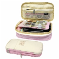 Wrapables Large Capacity Expandable Pencil Pouch for Stationery Tools, Pink