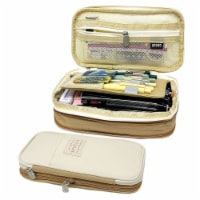 Wrapables Large Capacity Expandable Pencil Pouch for Stationery Tools, Khaki