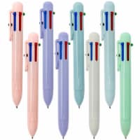 Wrapables Multi-Color 6-in-1 Retractable Ballpoint Pens (Set of 8), Pastel