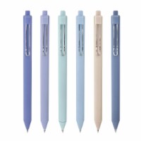 Wrapables Retractable Black Ink Gel Pens, 0.5mm Fine Point (Set of 6), Blue
