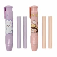 Wrapables Clickable Push Button Retractable Erasers w/ Refills (Set of 2), Bear & Bunny
