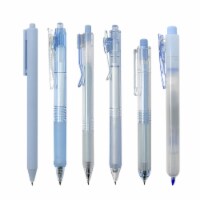 Wrapables Retractable Rollerball Pens and Highlighter Set, 0.5mm (Set of 6), Blue