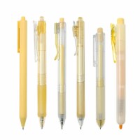 Wrapables Retractable Rollerball Pens and Highlighter Set, 0.5mm (Set of 6), Yellow