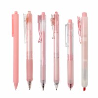 Wrapables Retractable Rollerball Pens and Highlighter Set, 0.5mm (Set of 6), Pink
