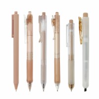 Wrapables Retractable Rollerball Pens and Highlighter Set, 0.5mm (Set of 6), Brown