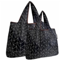 Wrapables Large & Small Foldable Tote Nylon Reusable Grocery Bags, Set of 2, Geometric