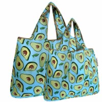 Wrapables Large & Small Foldable Tote Nylon Reusable Grocery Bags, Set of 2, Avocado