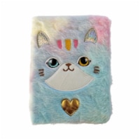 Wrapables Plush Journal, A5 Lined Notebook Diary, Tie-Dye Cat