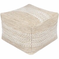 Surya ETPF002-202014 14 x 20 x 20 in. Ethan Removable Cover Pouf - Khaki, Wheat & Cream