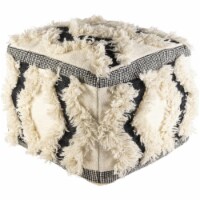 Surya APPF005-202014 20 x 20 x 14 in. Apache Removable Cover Pouf - Cream & Black