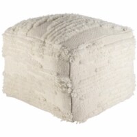 Surya APPF006-202014 20 x 20 x 14 in. Apache Removable Cover Pouf - Cream