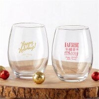 Kate Aspen 30009NA-HOL 9 oz Personalized Stemless Wine Glass - Holiday