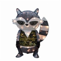 ProductWorks 24-inch Candy Cane Lane Raccoon in Camo 3D Pre-Lit 60 LED Yard Art