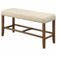 Furniture of America Sinuata Wood Padded Counter Height Bench in Natural Tone