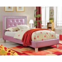 Furniture of America Hilary Twin Tufted Faux Leather Platform Bed in Purple