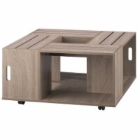 Furniture of America Conteery Wood Coffee Table with Casters in Weathered White