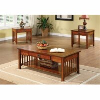 Furniture of America Mak 3-Piece Wood Coffee Table Set in Antique Oak