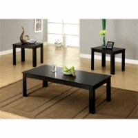 Furniture of America Demner Solid Wood 3-Piece Coffee Table Set in Black