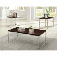Furniture of America Kahill Metal 3-Piece Coffee Table Set in Espresso