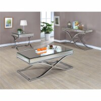Furniture of America Xander Metal 3-Piece Coffee Table Set in Chrome