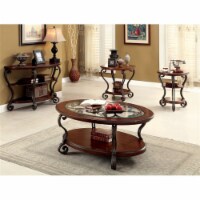 Furniture of America Azea Solid Wood 3-Piece Coffee Table Set in Brown Cherry