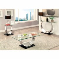 Furniture of America Suse Contemporary Metal 3-Piece Coffee Table Set in Silver
