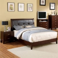 FOA Sirius 2pc Brown Cherry Solid Wood Bedroom Set- Full + Nightstand