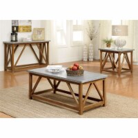 Furniture of America Marqueze Wood 3-Piece Coffee Table Set in Natural Tone