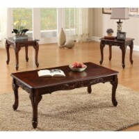 Furniture of America Alice Solid Wood 3-Piece Coffee Table Set in Dark Cherry