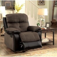 Furniture of America Gwendalyn Faux Leather Tufted Recliner in Brown and Black