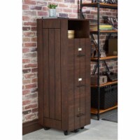 Furniture of America Thelo Industrial Wood Filing Cabinet with Wheels in Walnut