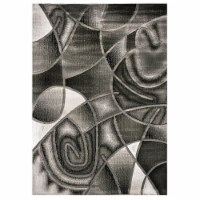 Furniture of America Libby Fabric 5'x7'2  Area Rug in Gray and Black