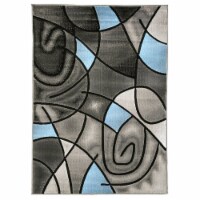 Furniture of America Libby Fabric 7'10 x10' Area Rug in Charcoal and Blue