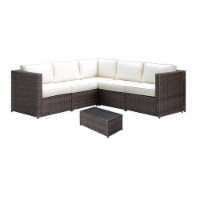 Furniture of America Daley Contemporary Rattan Brown Patio Sectional Set